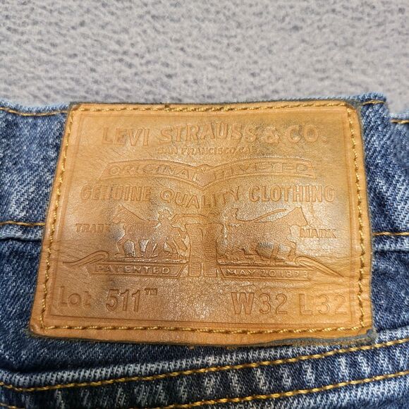 Levi's 511 Jeans Mens 30x31 Blue Modern Big E Slim Straight Distressed Denim - Picture 3 of 10